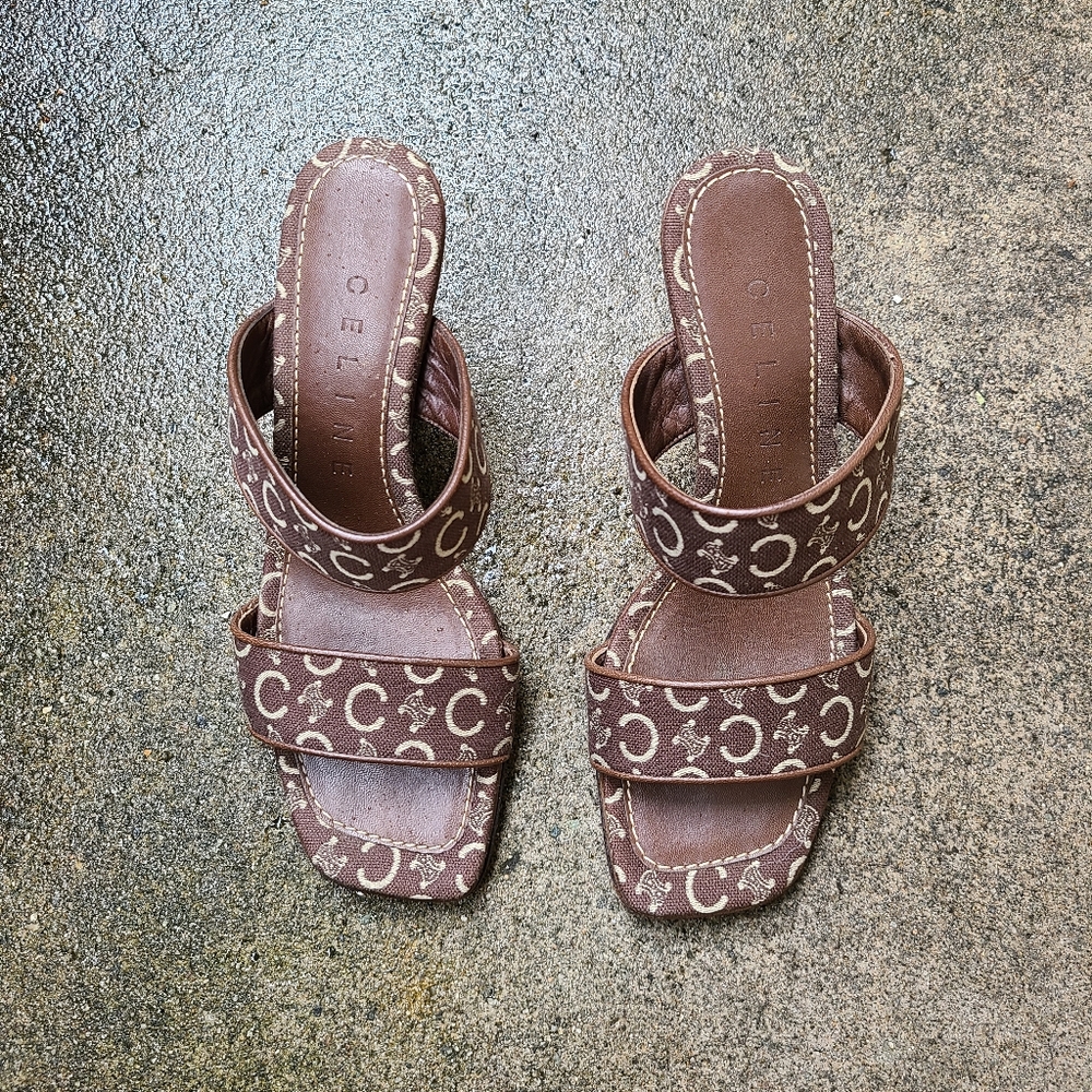 Vintage 90s Celine C Macadam Canvas mule